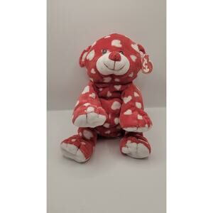 Ty Pluffies DREAMLY the Bear Red White Hearts 9" Soft Plush Stuffed Animal w/Tag